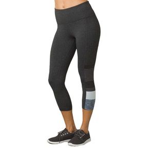 Prana Borra Pocket  Women's Capri Legging Gray with Blue Color-block sz XL